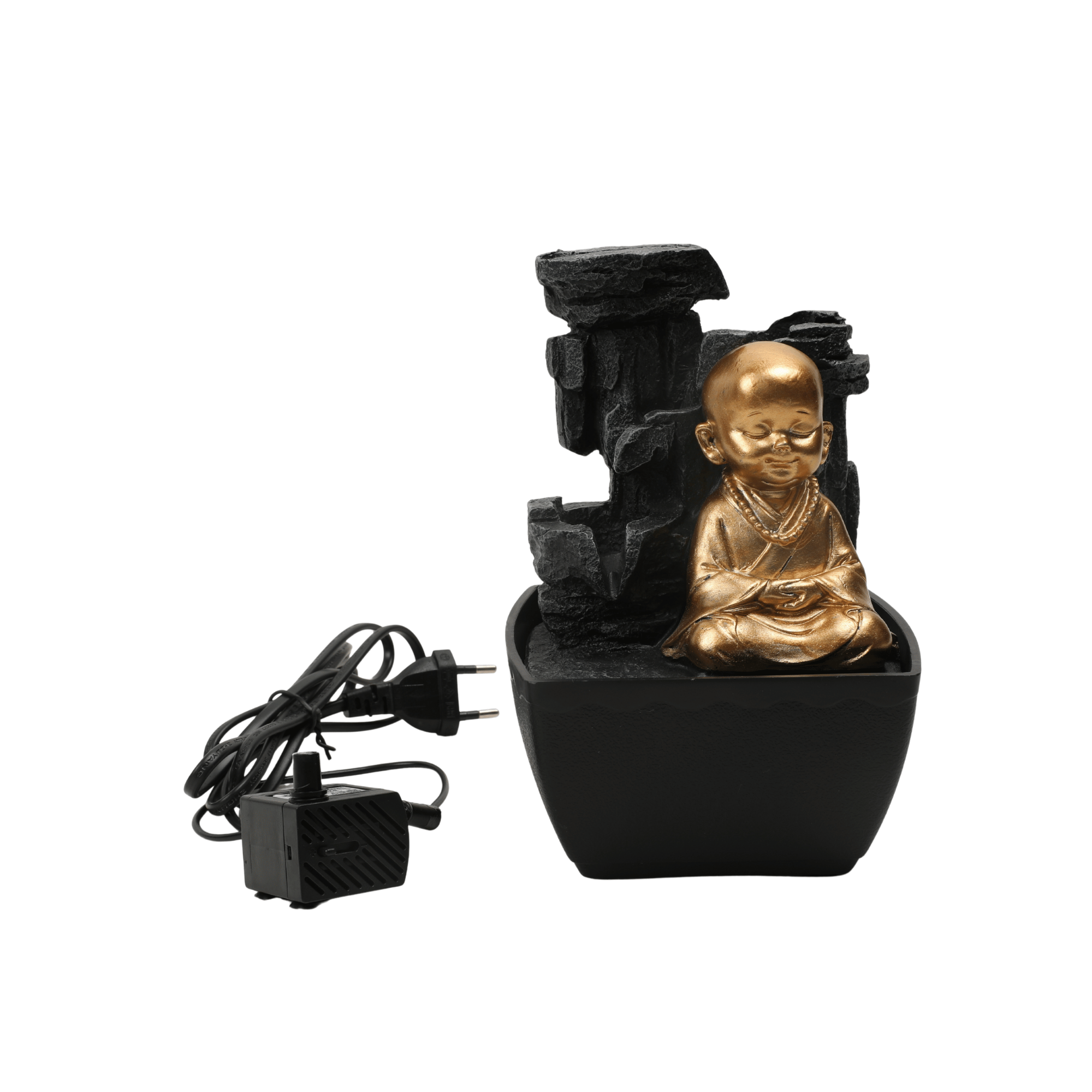 Impression Polyresin Monk Fountain 13X18Cm in Black Gold Colour
