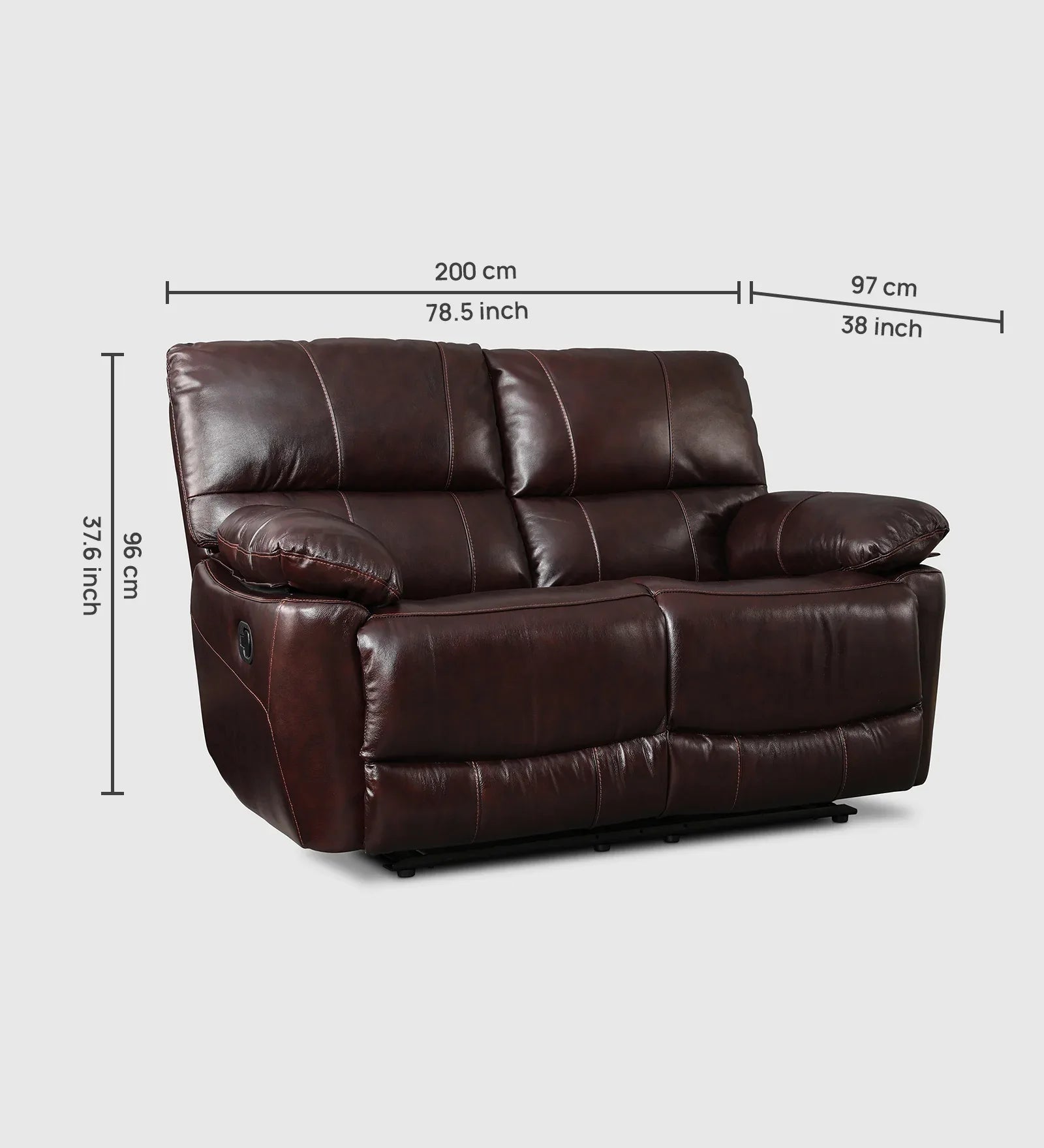 Charles Half Leather Three Seater Recliner - HomeTown