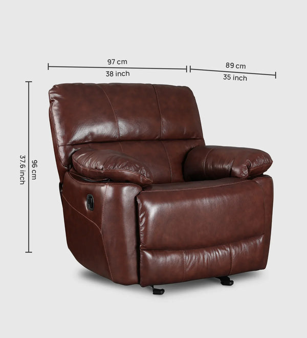 Charles Half Leather | 1 Seater Recliner | Burgundy dimensions