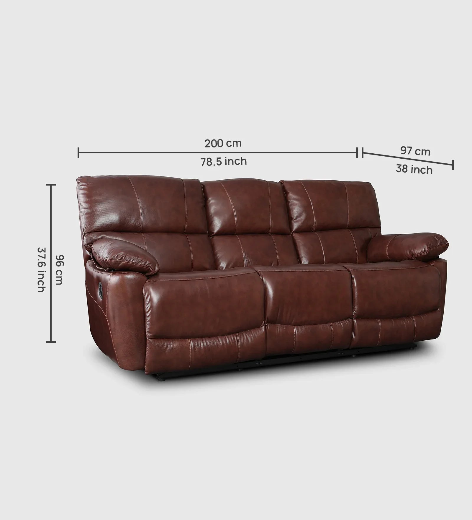 Charles Half Leather Three Seater Recliner - HomeTown
