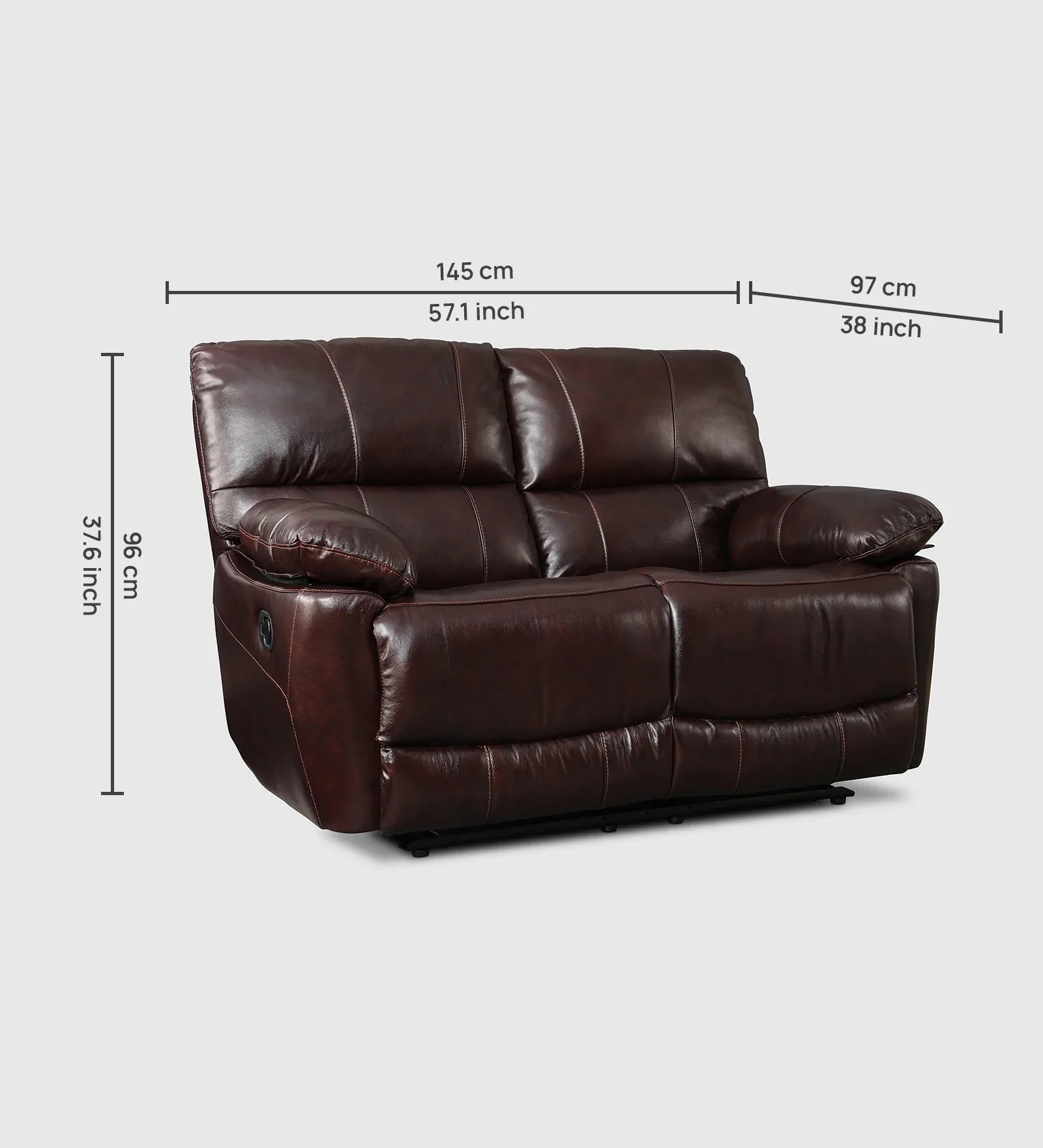 Charles Half Leather Two Seater Recliner - HomeTown