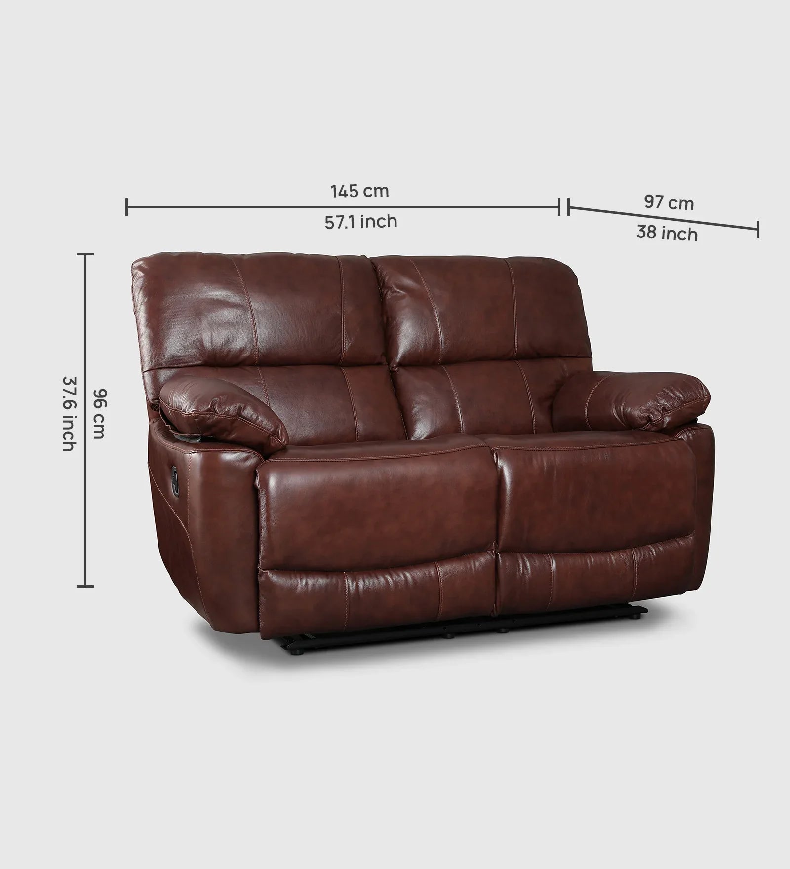 Charles Half Leather Two Seater Recliner - HomeTown
