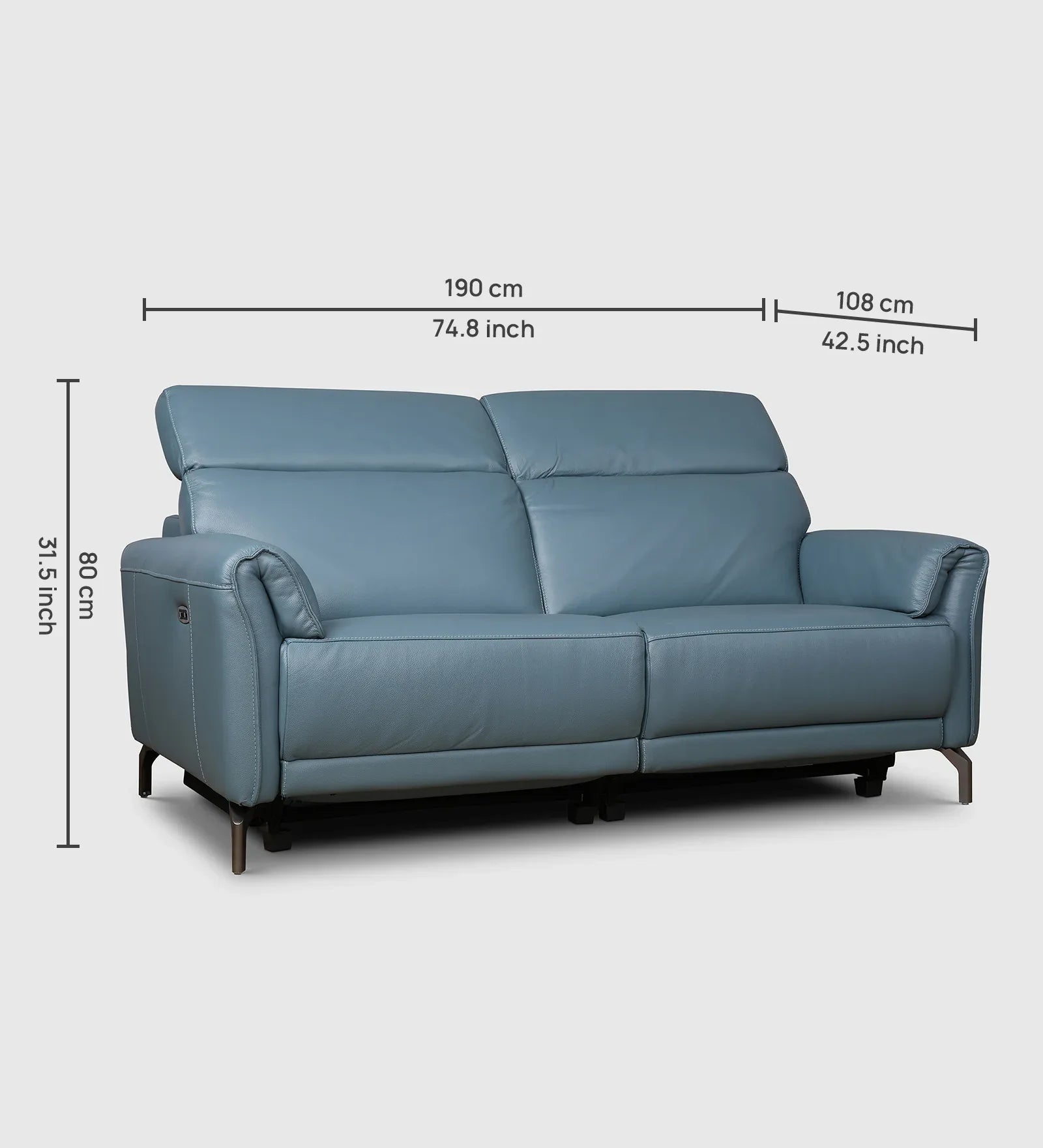 Emilia Half Leather Three seater Electric Recliner - HomeTown