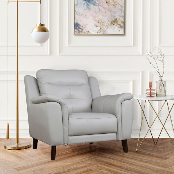 Alexa Single Seater Leather Sofa in Light Grey Colour dimensions