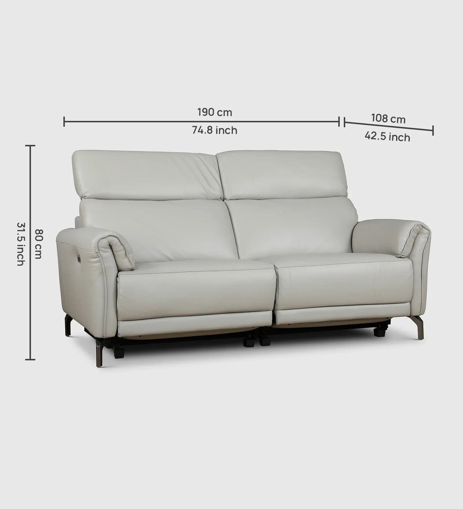 Emilia Half Leather Three seater Electric Recliner - HomeTown