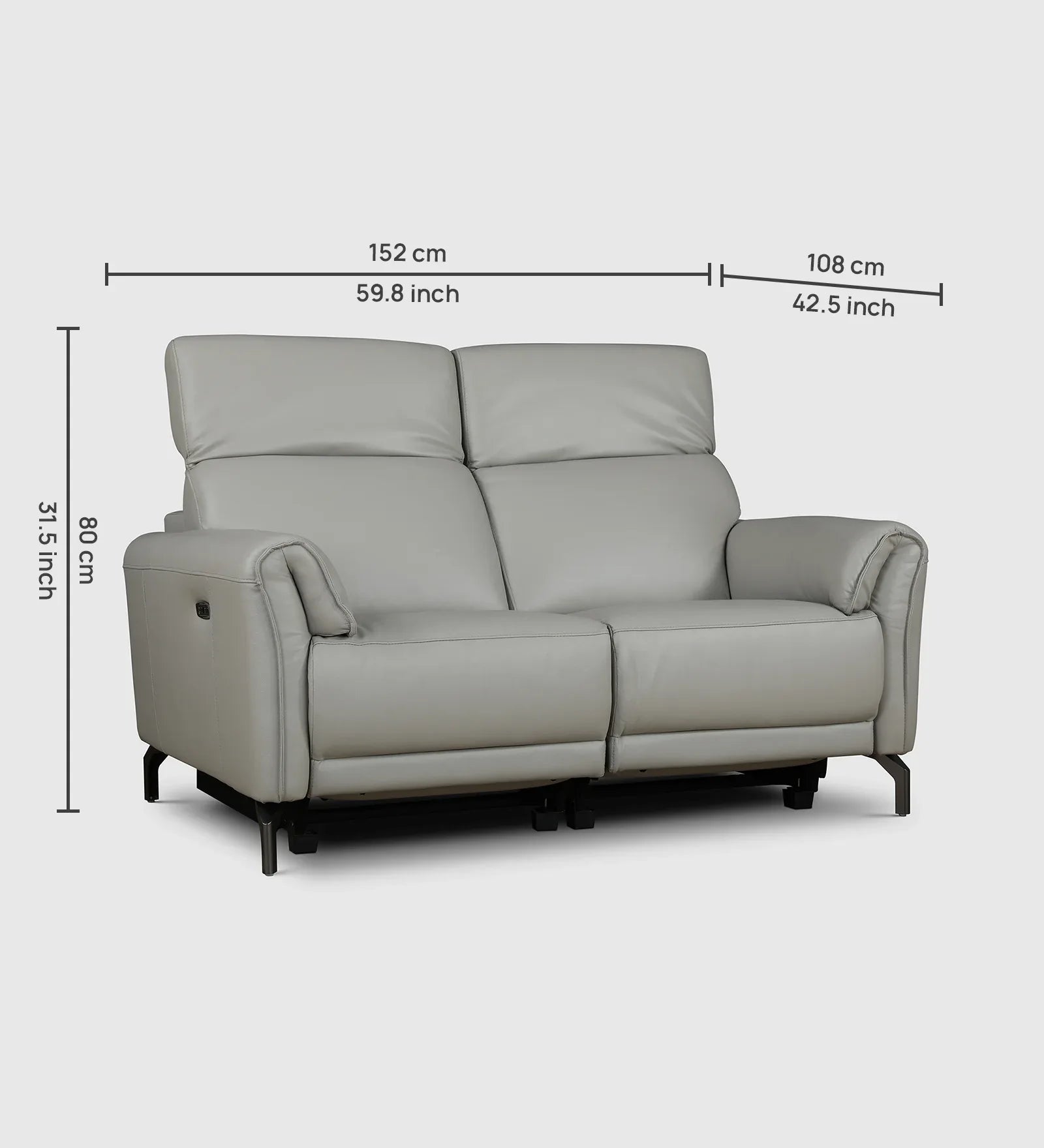 Emilia Half Leather Two Seater Electric Recliner - HomeTown