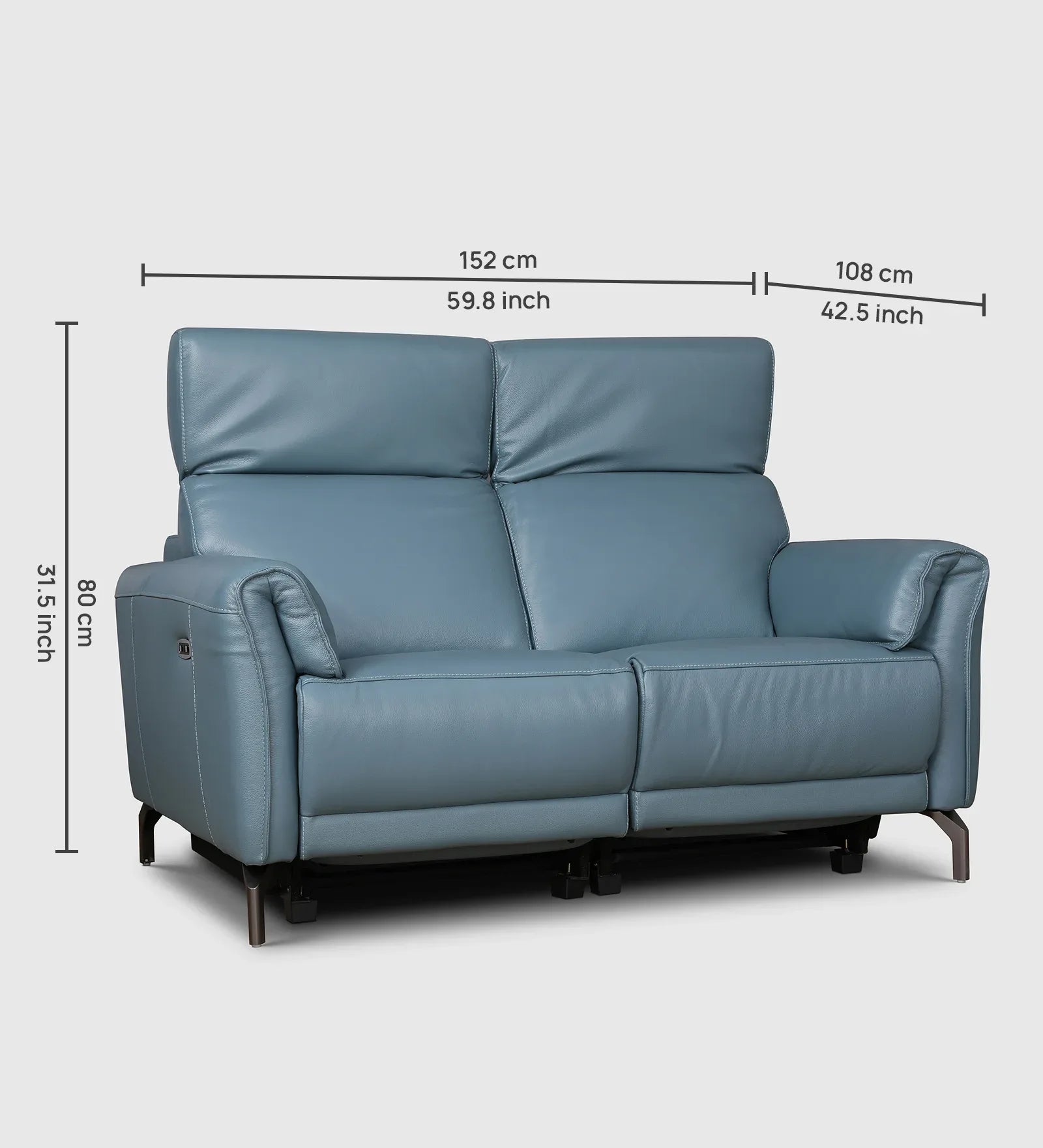 Emilia Half Leather Two Seater Electric Recliner - HomeTown