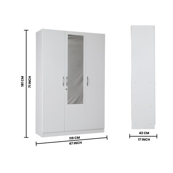 Allen Plus 3 Door Wardrobe White dimensions