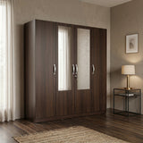 Allen Plus 4 Door Wardrobe with Mirror Walnut