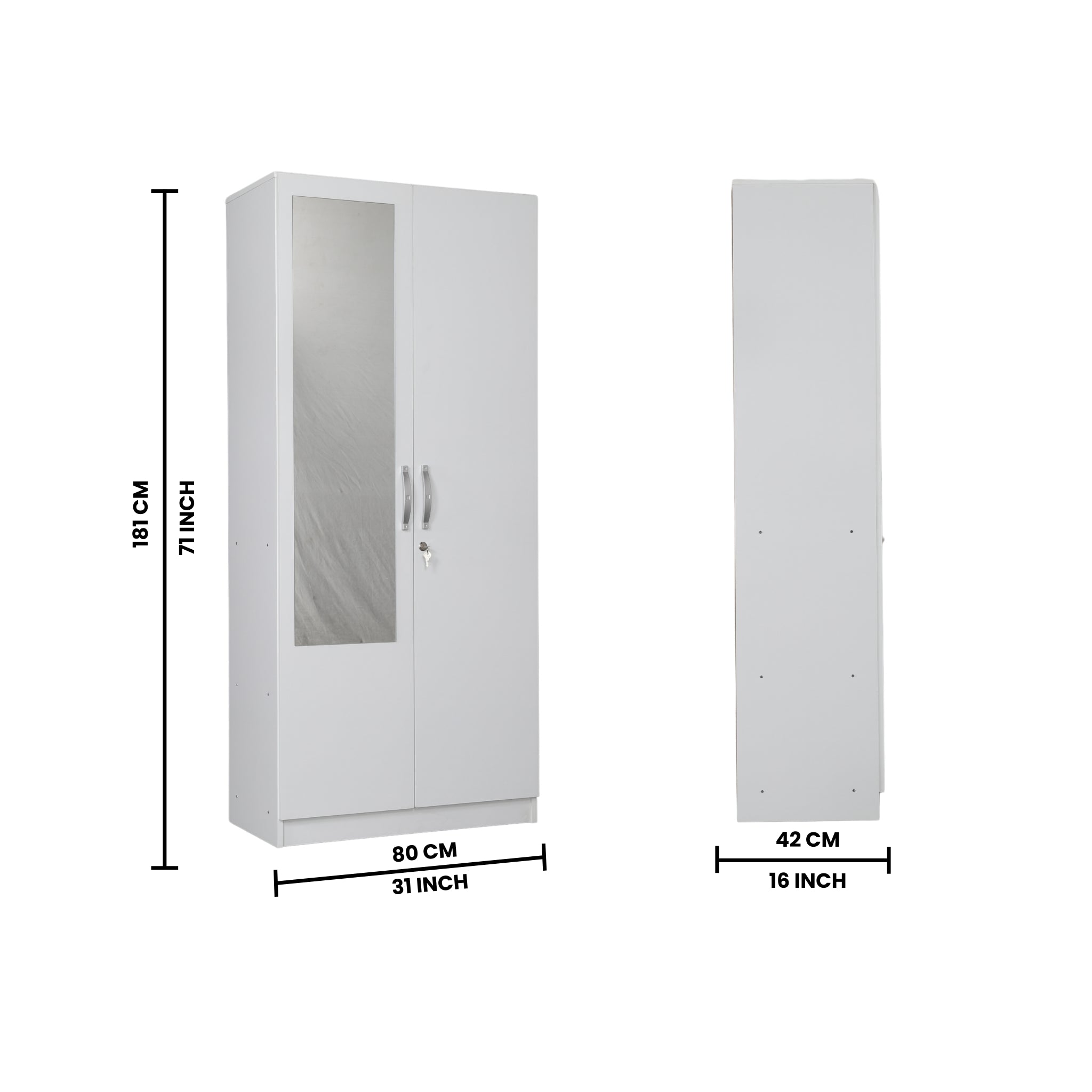 ALLEN PLUS 2 DOOR WARDROBE WITH MIRROR WHITE