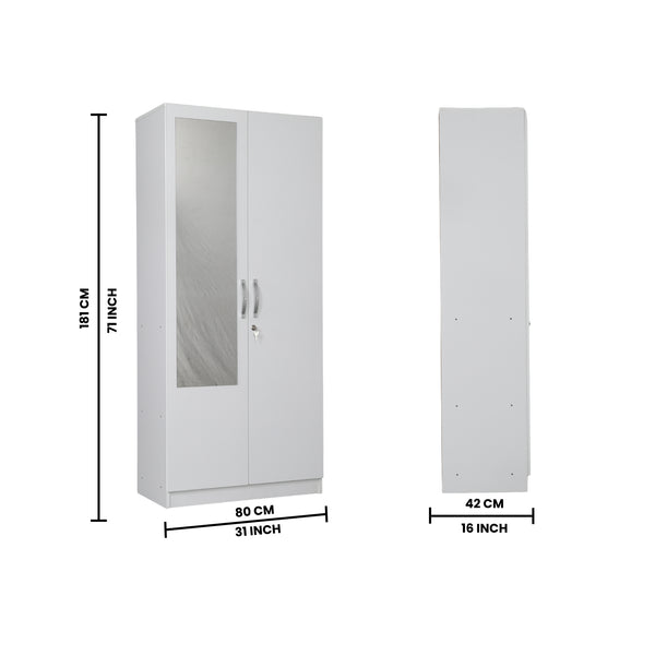 Allen Plus 2 Door Wardrobe with Mirror White dimensions