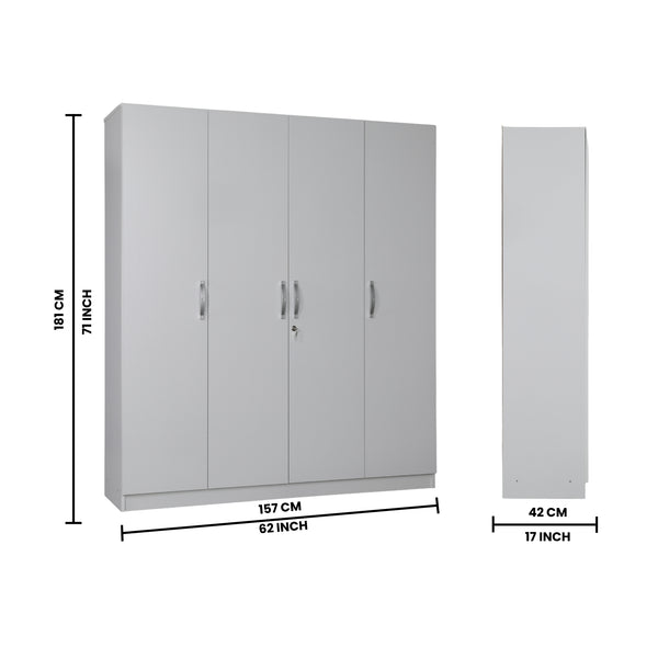 Willy Plus 4 Door Wardrobe White dimensions