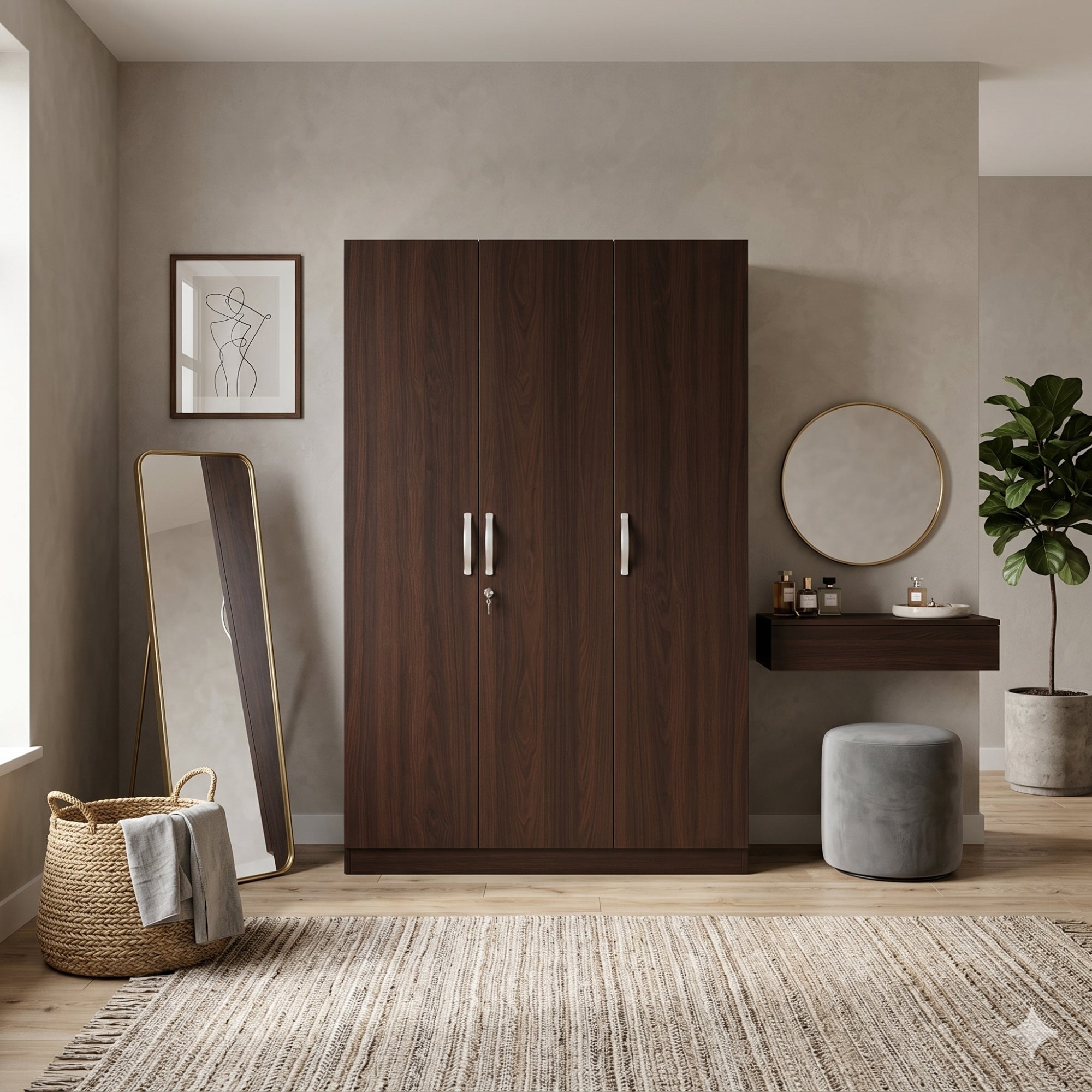 WILLY PLUS 3 DOOR WARDROBE WALNUT