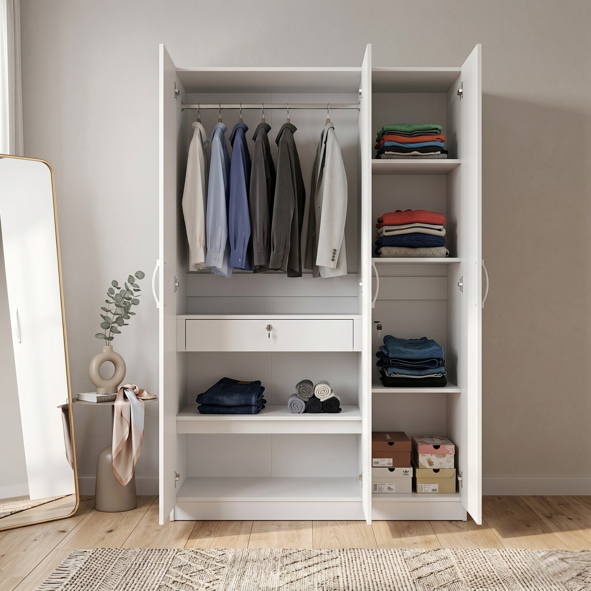 WILLY PLUS 3 DOOR WARDROBE WHITE