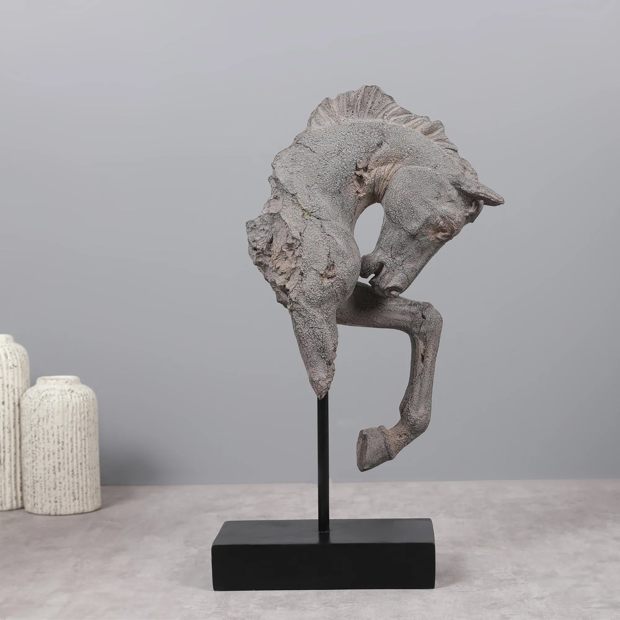 Miraya Galloping Horse on Stand Figurine Brown 43cm by Living Essence - HomeTown