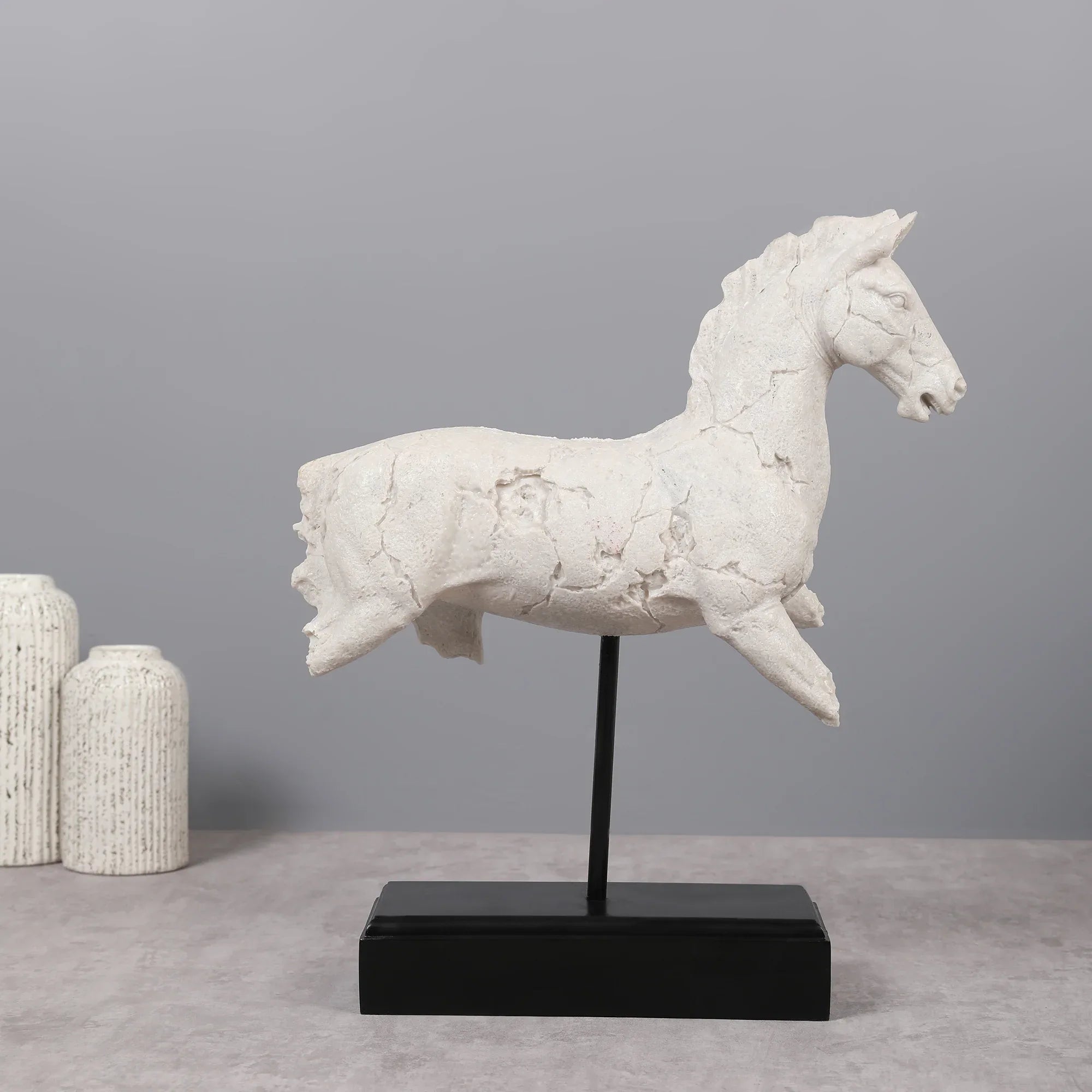 Miraya Horse on Stand Figurine White 42cm by Living Essence - HomeTown