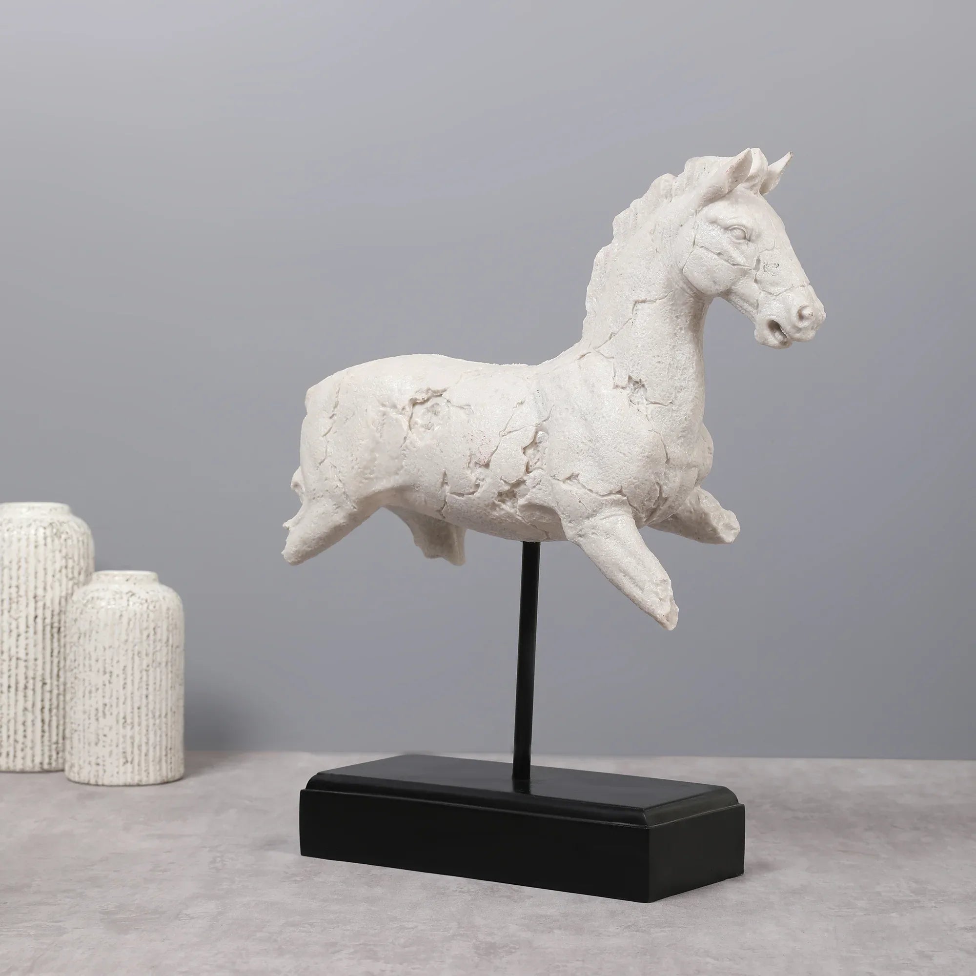 Miraya Horse on Stand Figurine White 42cm by Living Essence - HomeTown