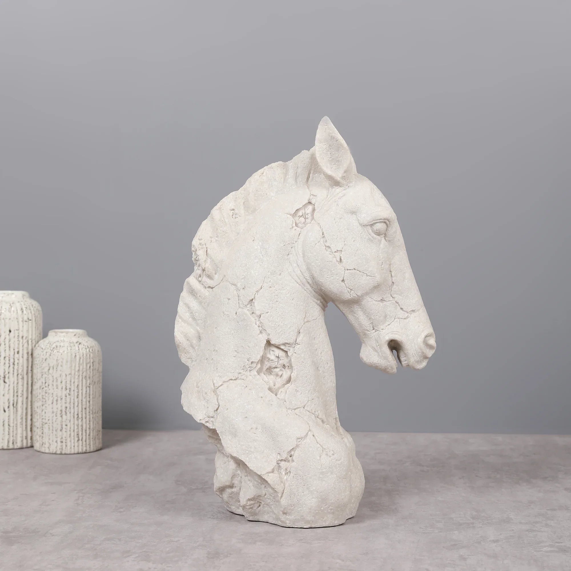 Miraya Horse Head Figurine White 39cm by Living Essence - HomeTown