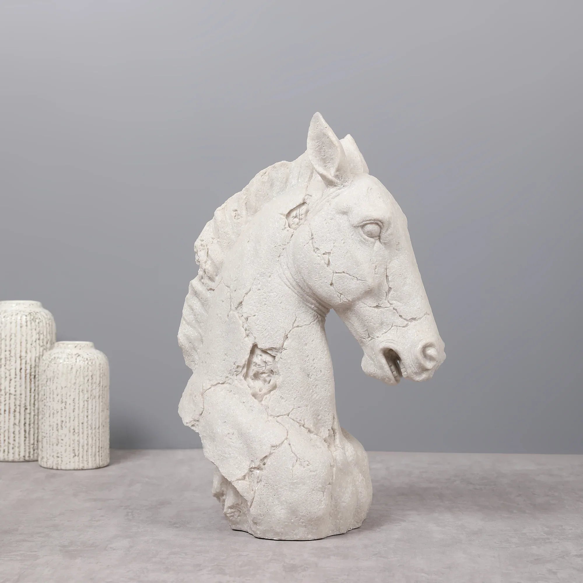 Miraya Horse Head Figurine White 39cm by Living Essence - HomeTown
