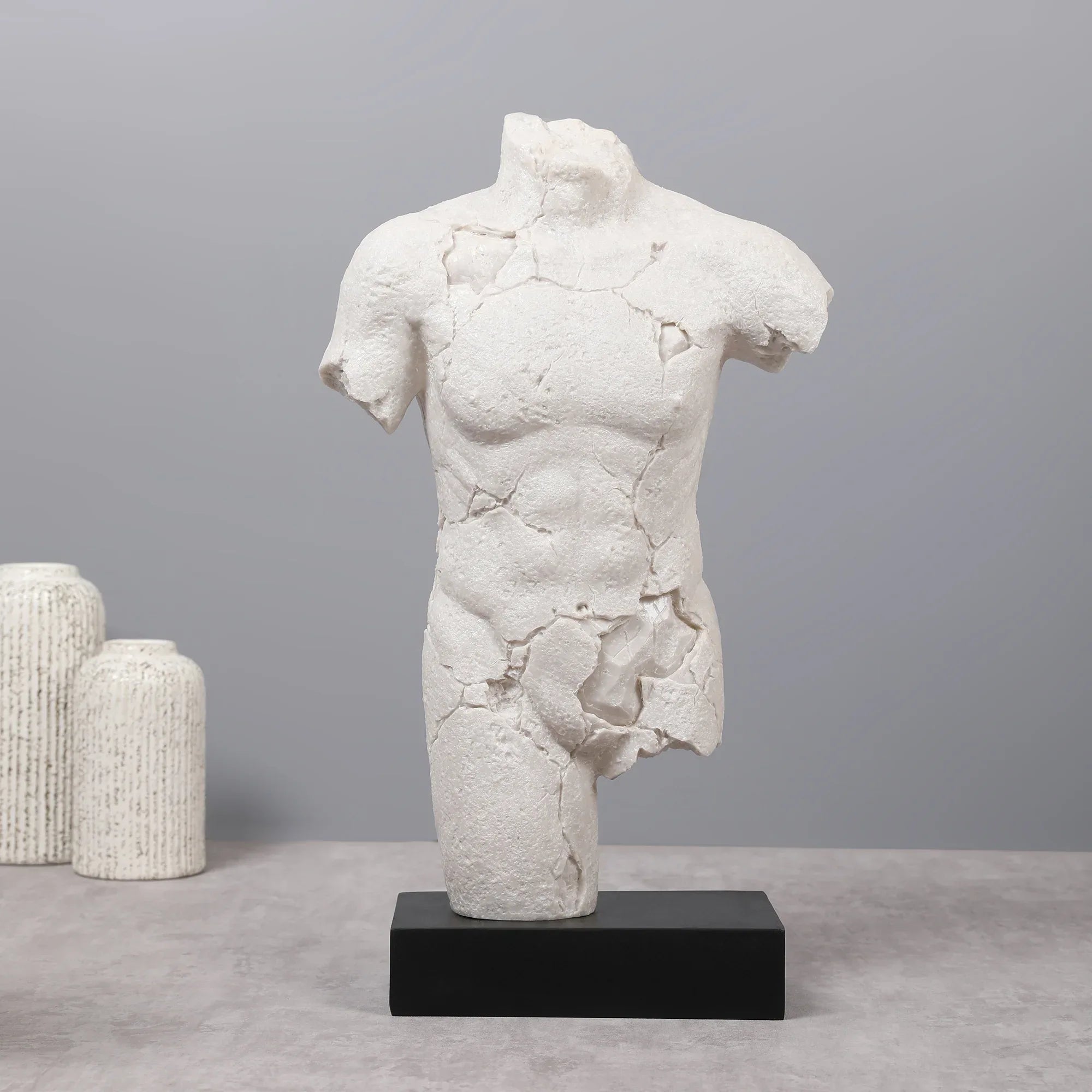 Miraya Human Torso Polyresin Figurine White 45cm by Living Essence - HomeTown