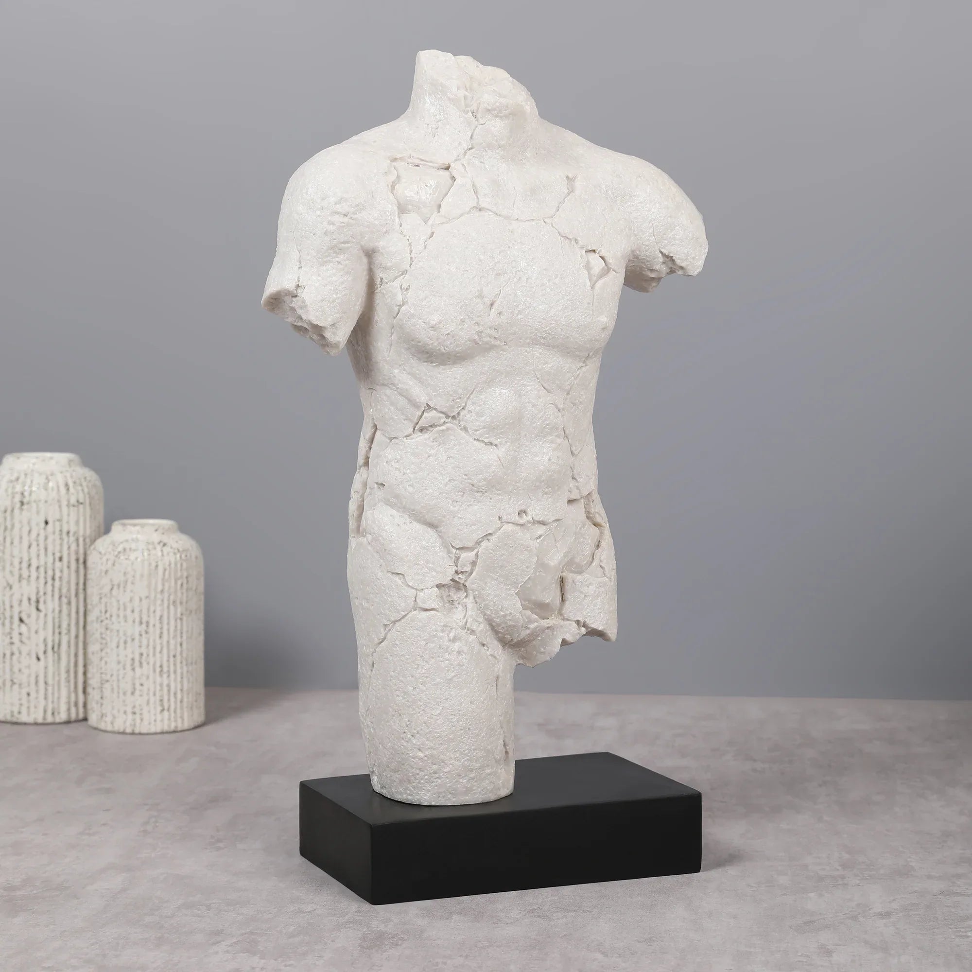 Miraya Human Torso Polyresin Figurine White 45cm by Living Essence - HomeTown