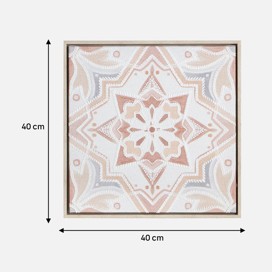 Ilsa traditional hand finished canvas painting beige and red 40x40cm-V1 - HomeTown