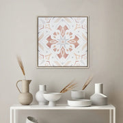 Ilsa traditional hand finished canvas painting beige and red 40x40cm-V2 - HomeTown