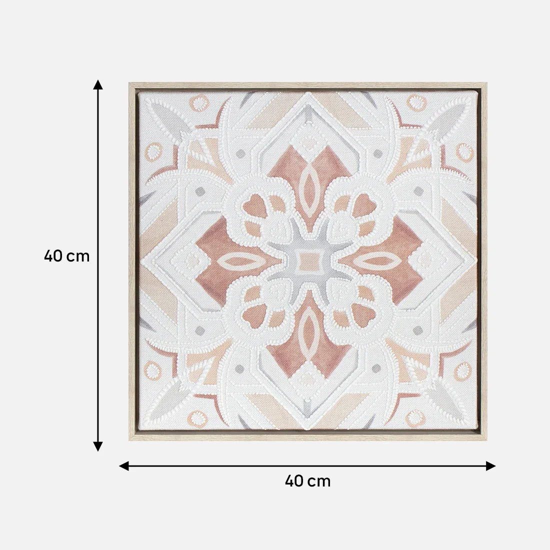 Ilsa traditional hand finished canvas painting beige and red 40x40cm-V2 - HomeTown