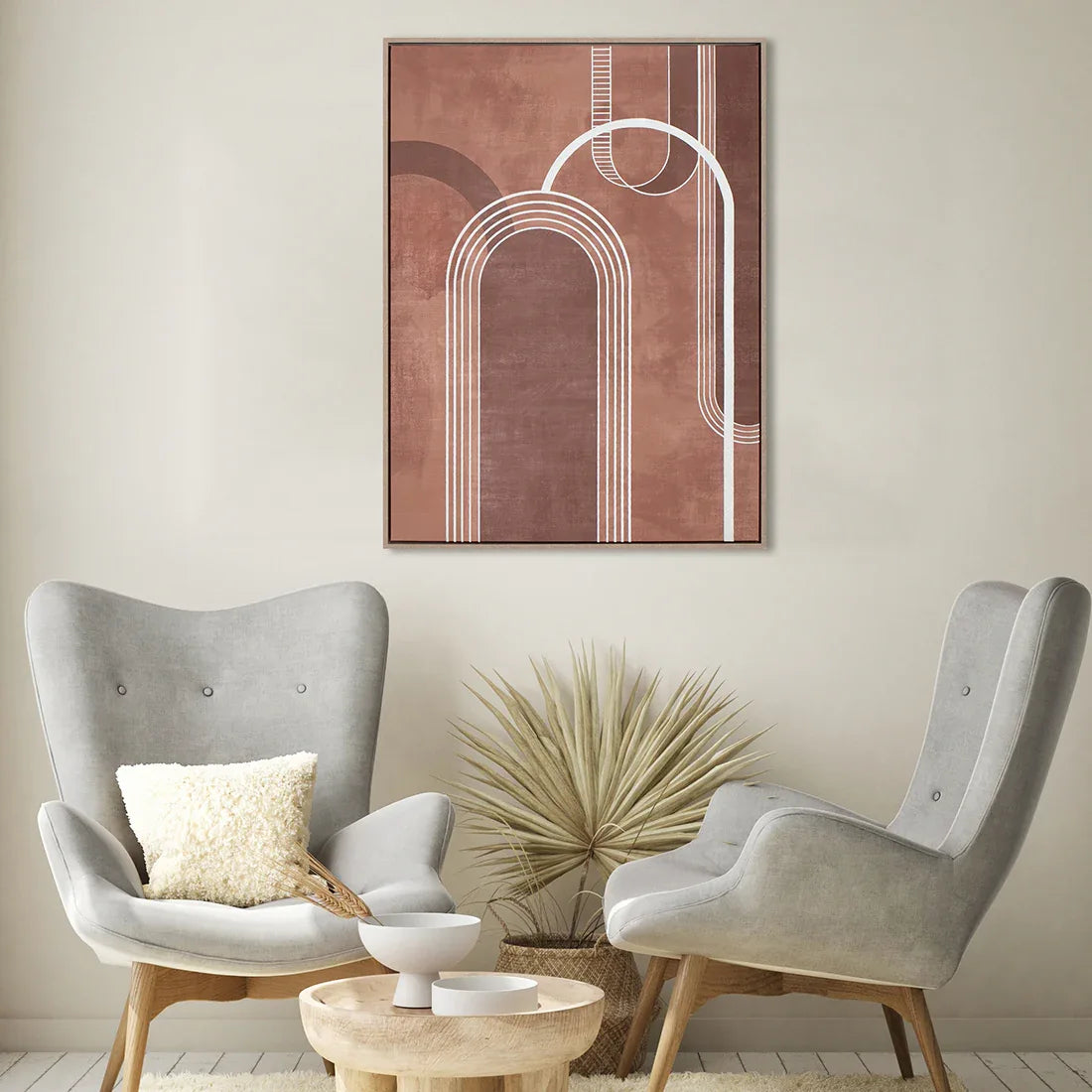 Ilsa Mid Century Modern hand finished canvas painting brown 60x80cm - HomeTown