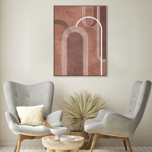 Ilsa Mid Century Modern hand finished canvas painting brown 60x80cm dimensions