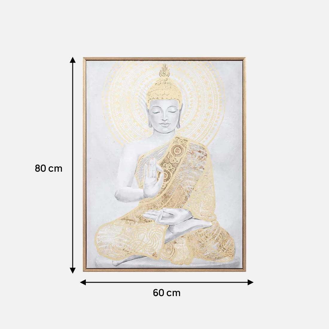 Ilsa Buddha hand finished canvas painting gold and grey 60x80cm - HomeTown