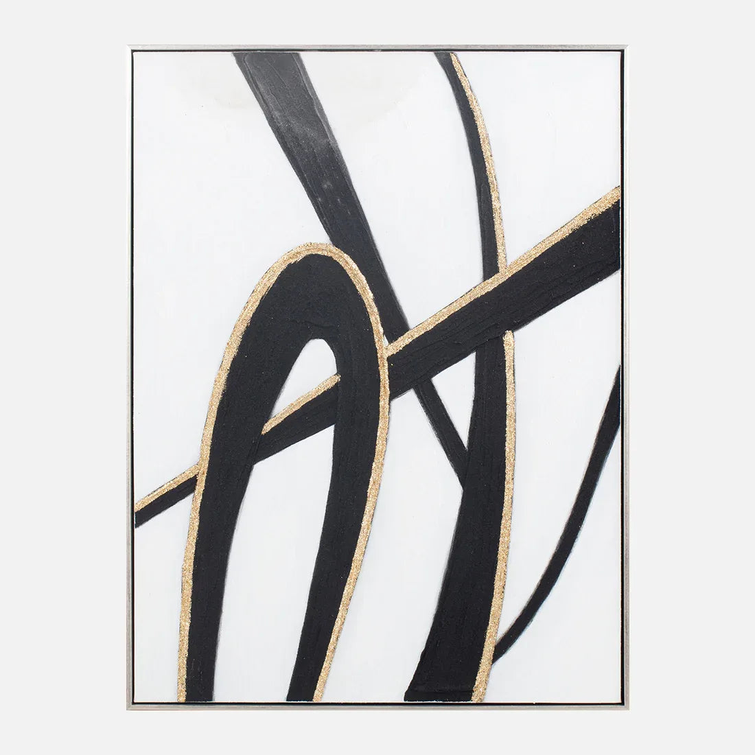 Ilsa Bold Brush Strokes hand finished canvas painting gold and black 60x80cm V-1 - HomeTown
