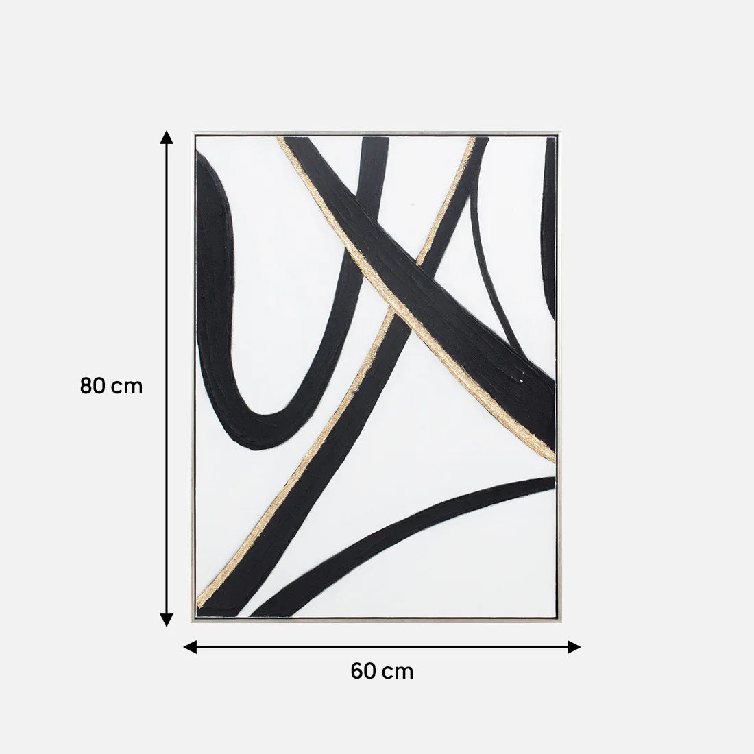 Ilsa Bold Brush Strokes hand finished canvas painting gold and black 60x80cm V2 - HomeTown