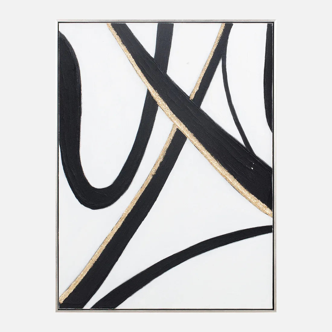 Ilsa Bold Brush Strokes hand finished canvas painting gold and black 60x80cm V2 - HomeTown