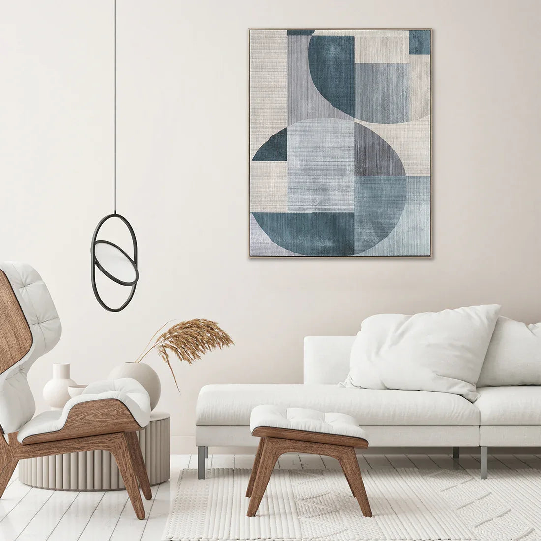 Ilsa Contemporary Geometric hand finished canvas painting grey 80x100cm - HomeTown