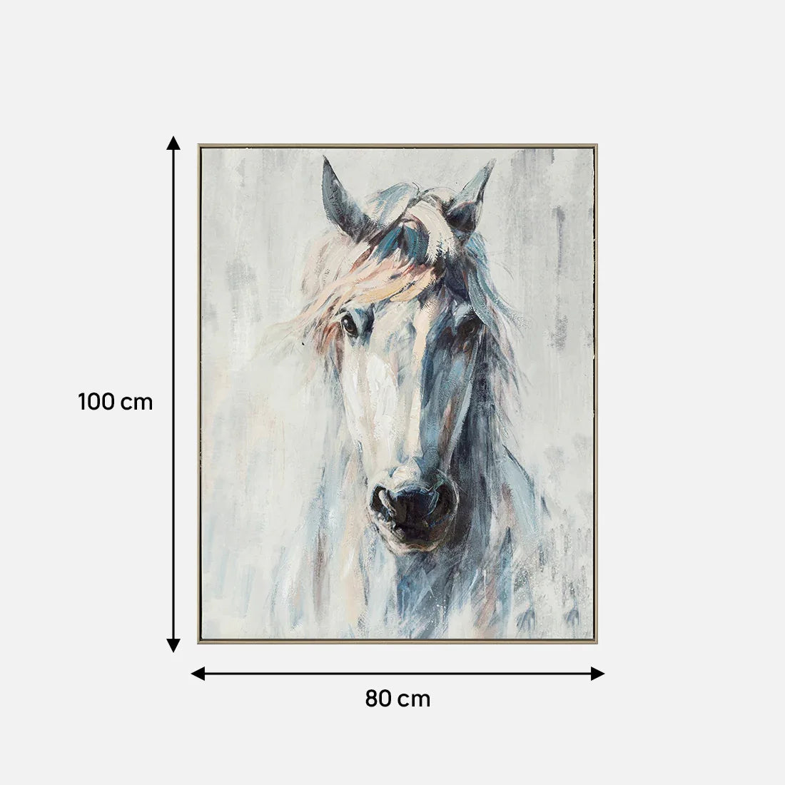 Ilsa Horse hand finished canvas painting grey 80x100cm - HomeTown