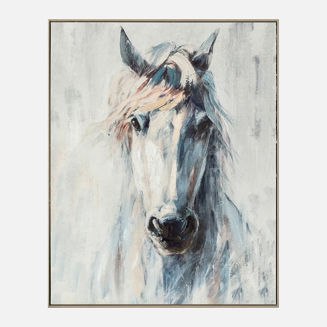 Ilsa Horse hand finished canvas painting grey 80x100cm - HomeTown