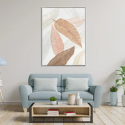 Ilsa embossed leaf hand finished canvas painting beige 90x120cm - HomeTown