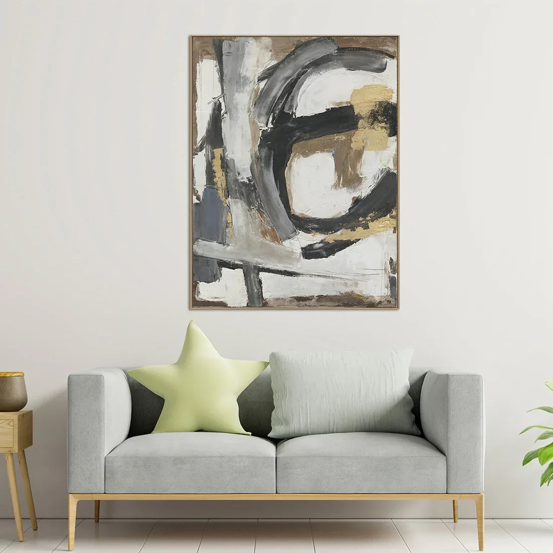 Ilsa Bold brush stroke hand finished canvas painting grey 90x120cm - HomeTown