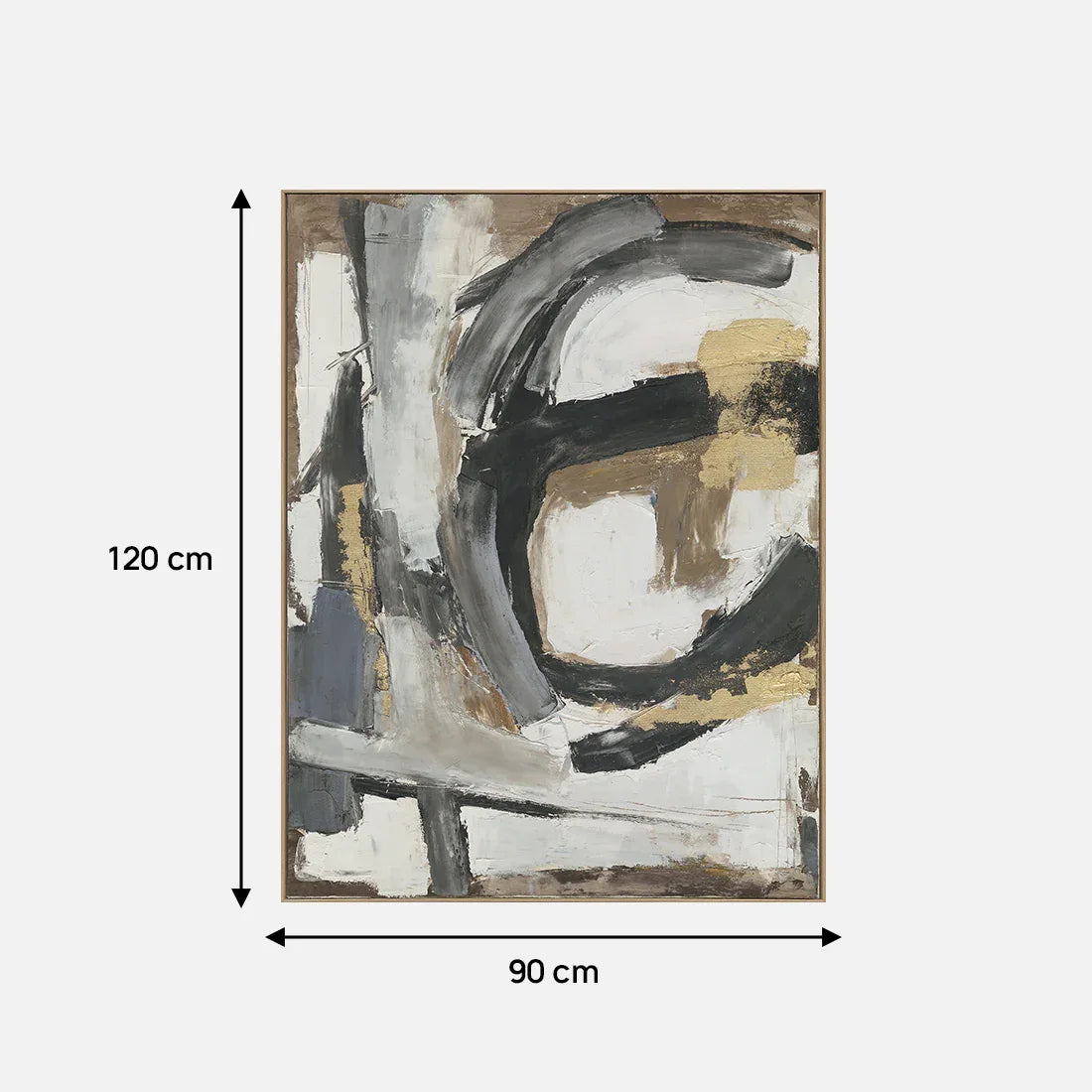 Ilsa Bold brush stroke hand finished canvas painting grey 90x120cm - HomeTown