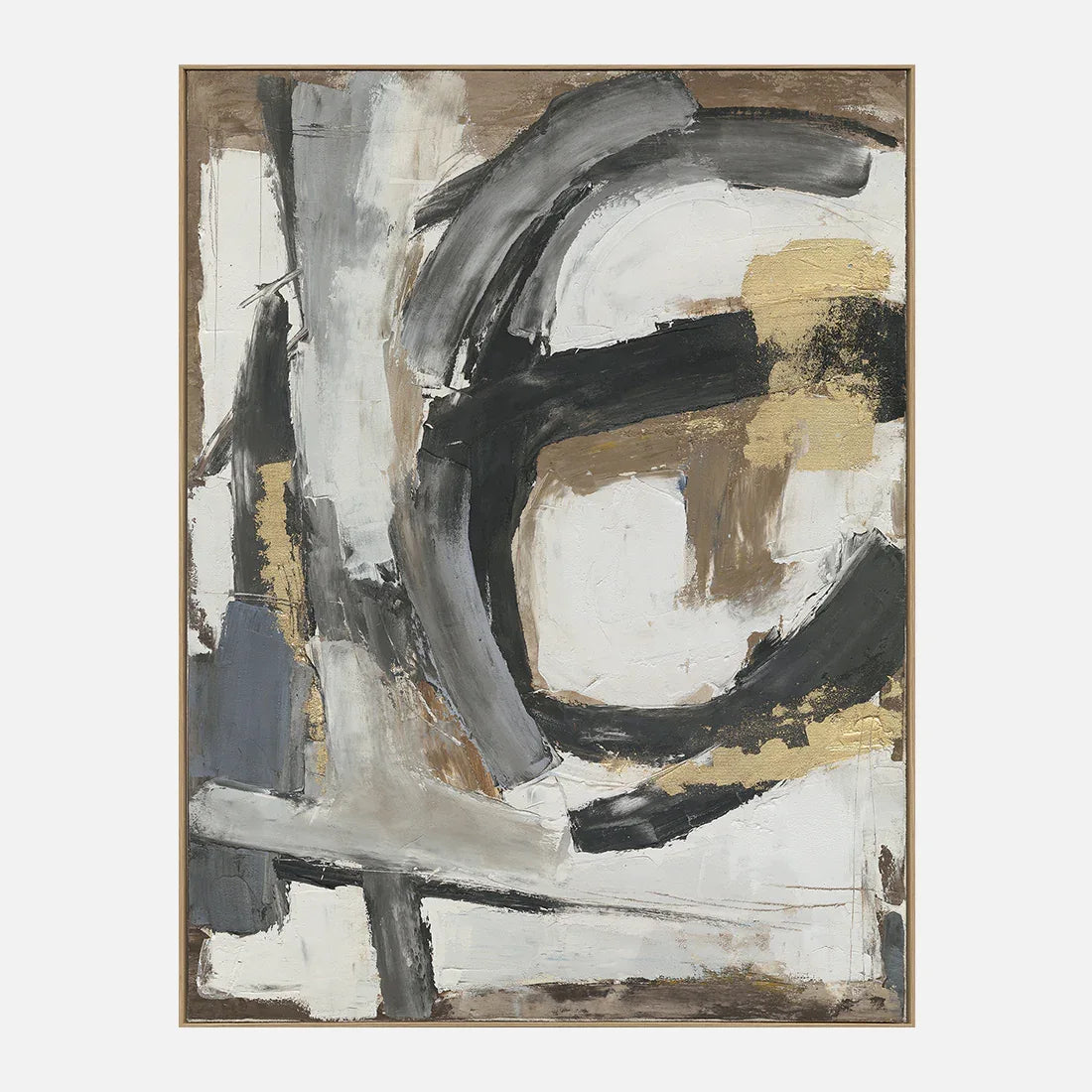 Ilsa Bold brush stroke hand finished canvas painting grey 90x120cm - HomeTown