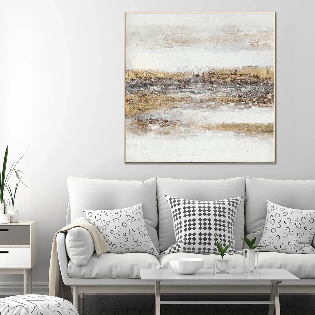 Ilsa Sea Shore hand finished canvas painting brown 120x120cm - HomeTown