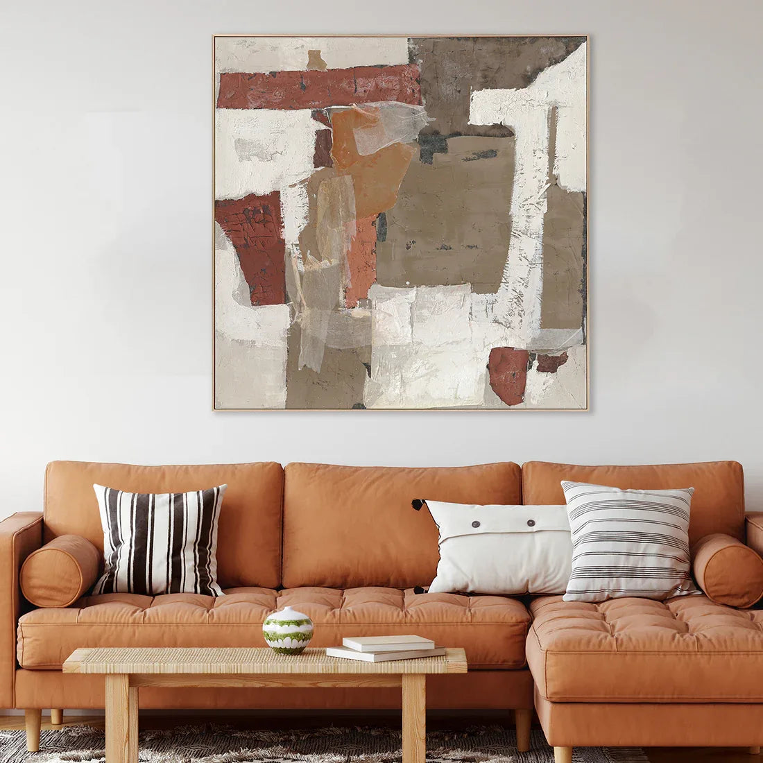 Ilsa Minimalist Modern hand finished canvas painting brown 120x120cm V-2 - HomeTown