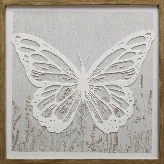 Ilsa Butterfly Art Canvas Painting Grey 40x40cm V-1 - HomeTown