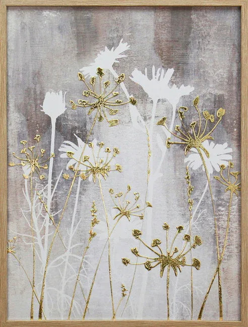 Ilsa Flowers Watercolour Art Canvas Painting Gold Beige 45x60cm - HomeTown