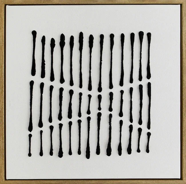 Ilsa Zigzag Line Art Hand Painted Canvas Painting Black 60x60cm - HomeTown