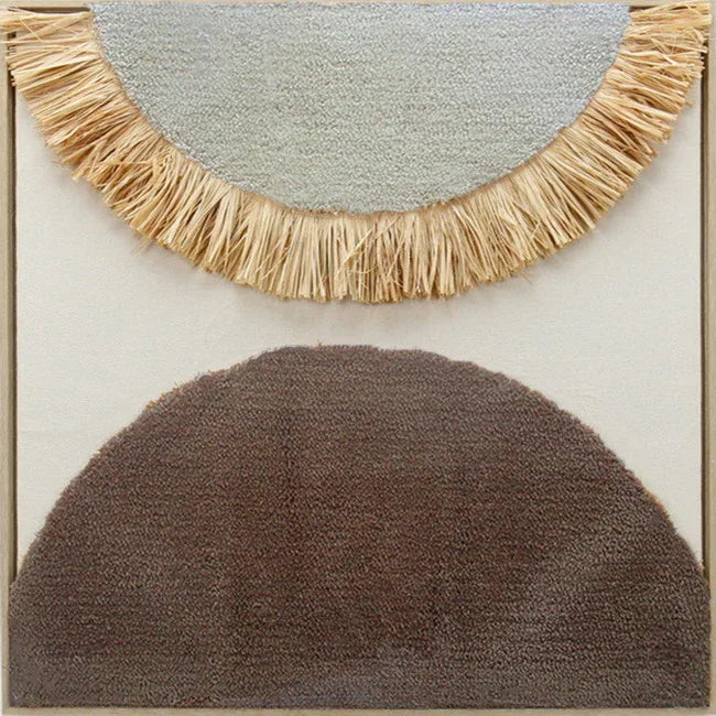 Ilsa Fabric Tufted Straw Art Painting Brown 80x80cm - HomeTown