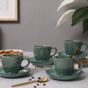 Living Essence Earl Cup & Saucer Set of 4 Pcs in Sea Green Colour - HomeTown