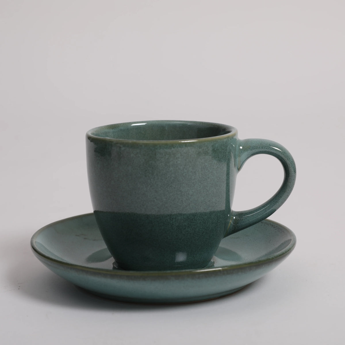 Living Essence Earl Cup & Saucer Set of 4 Pcs in Sea Green Colour - HomeTown
