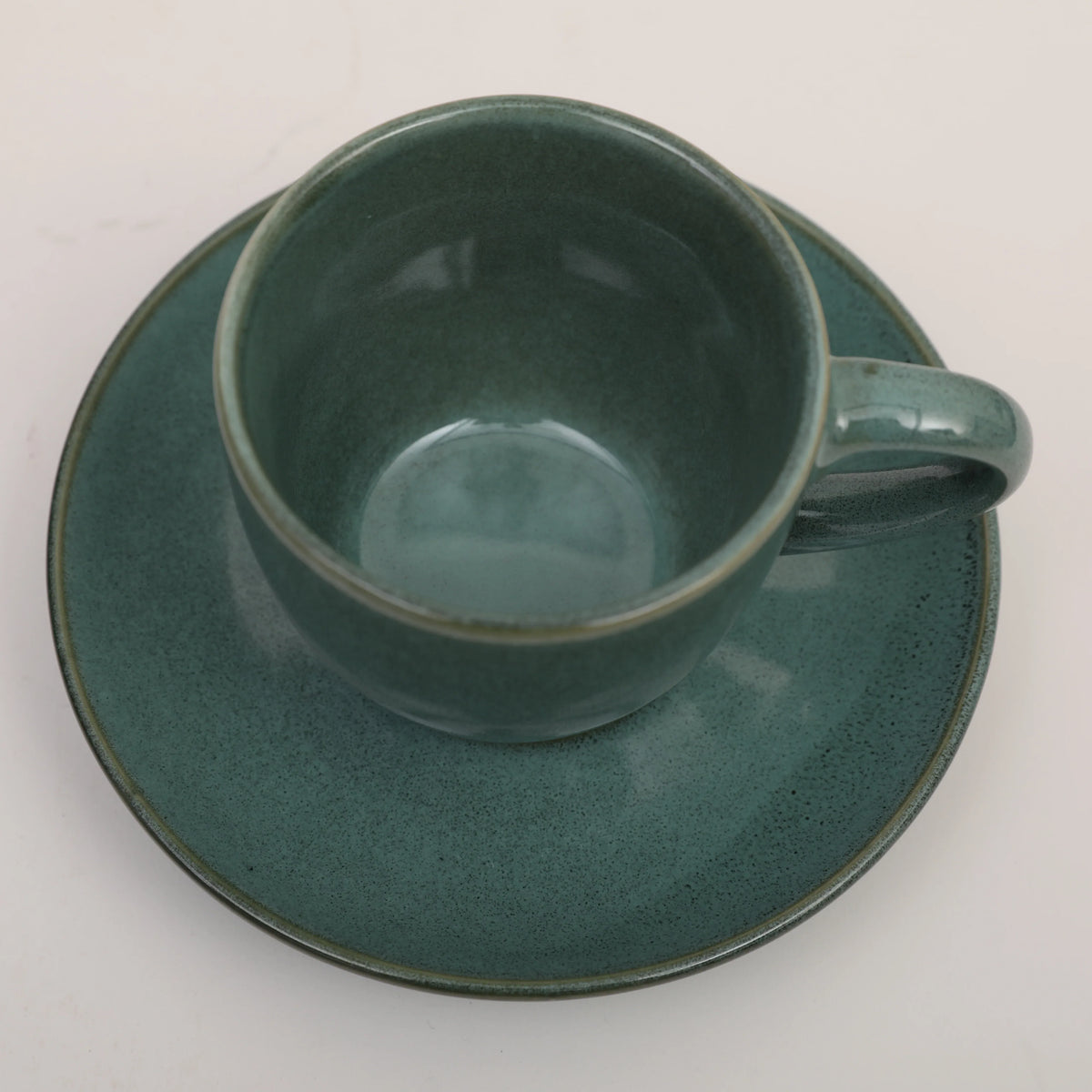 Living Essence Earl Cup & Saucer Set of 4 Pcs in Sea Green Colour - HomeTown